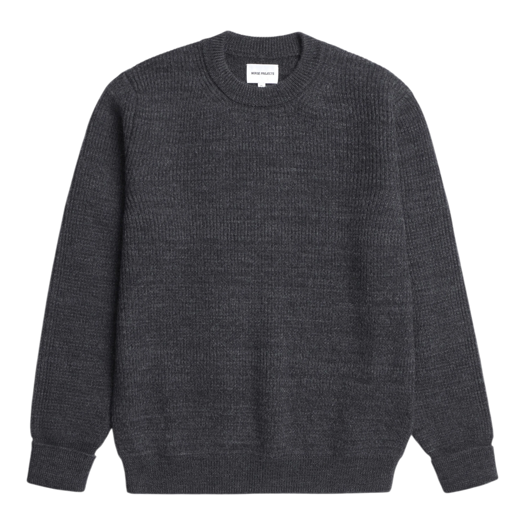 Norse Projects - Henning Cotton Wool Rib Sweater - Dark Grey Melange Genser Norse Projects 
