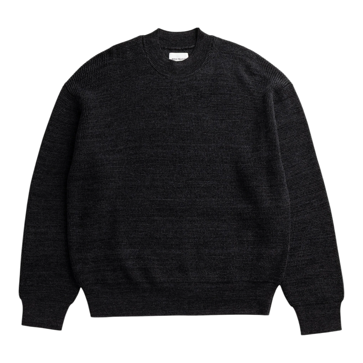 Norse Projects - Hirtshals Tech Merino Waffle Crewneck - Charcoal Melange Genser Norse Projects 