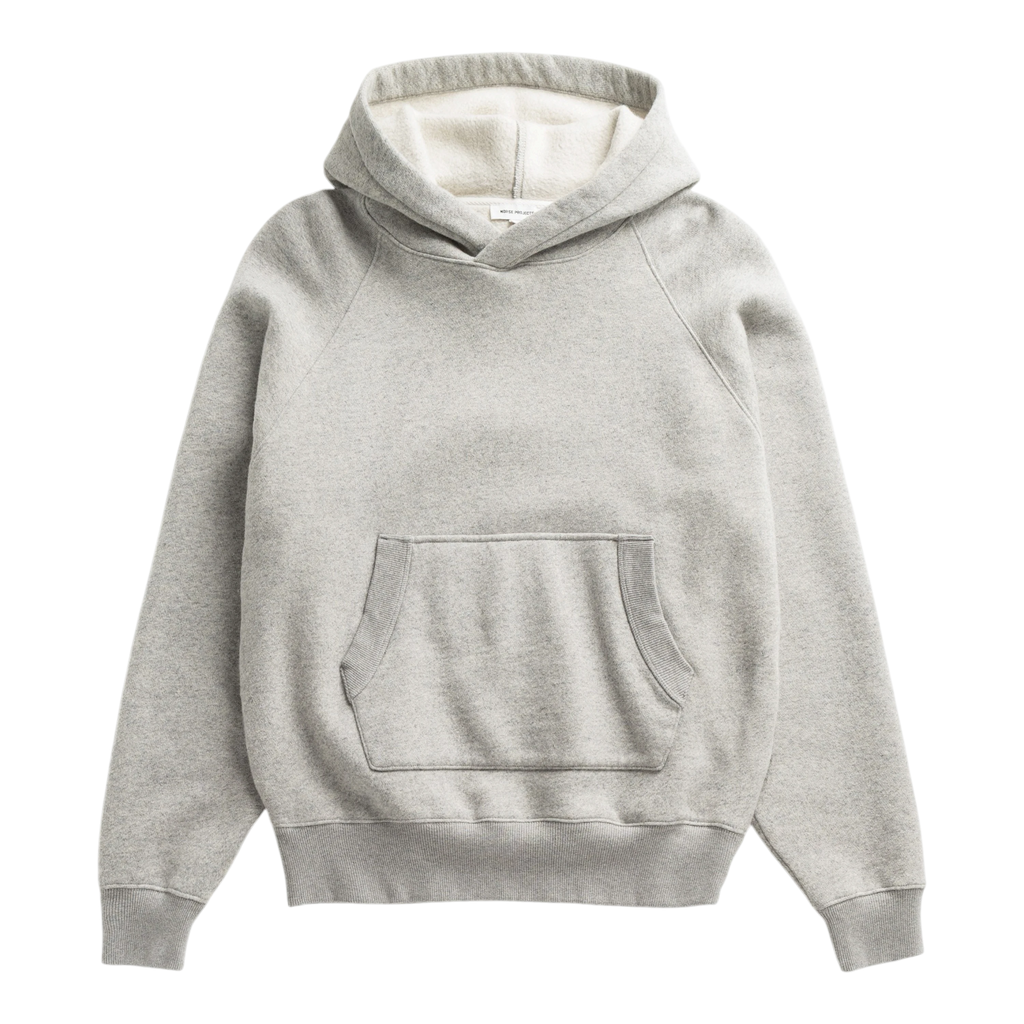 Norse Projects - Kerid Relaxed Cotton Wool Hoodie - Grey Melange Hettegenser Norse Projects 