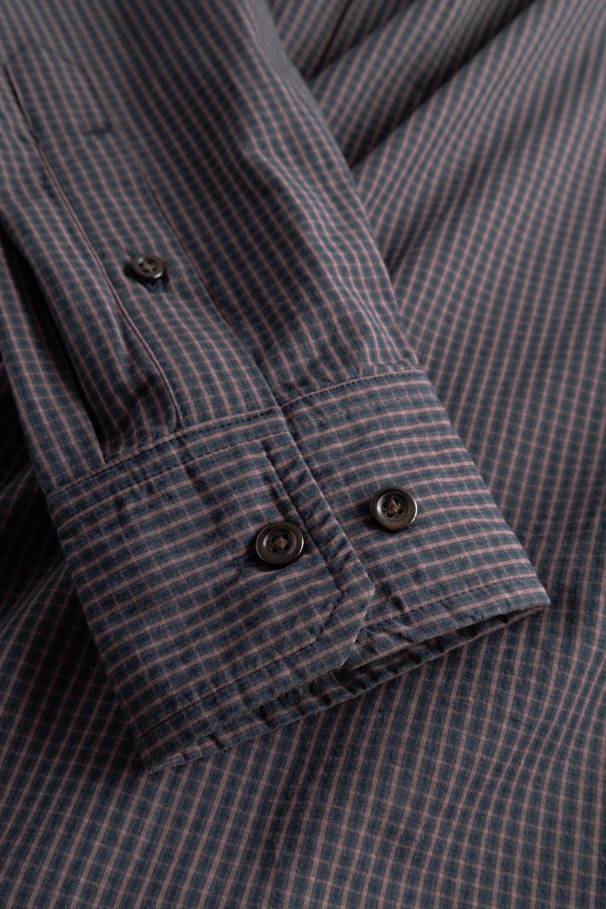 Norse Projects Kongshoved Poplin Mini Check Shirt - Dark Navy Check Shirt Norse Projects 
