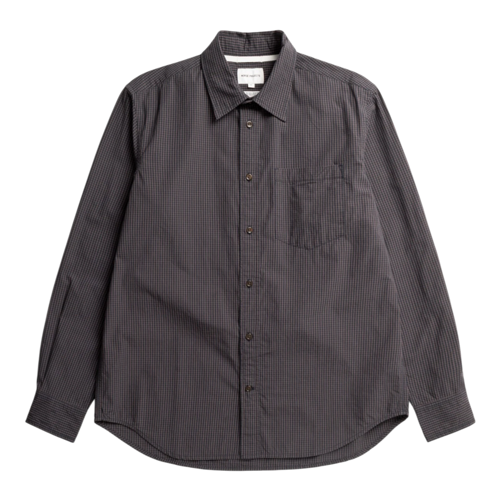 Norse Projects Kongshoved Poplin Mini Check Shirt - Dark Navy Check Shirt Norse Projects 