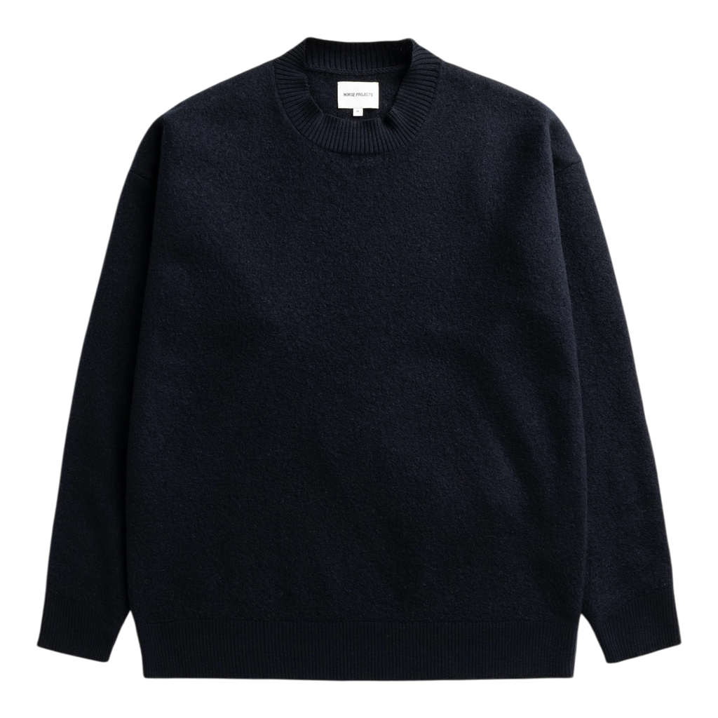 Norse Projects - Kragholm Boiled Wool Crewneck - Dark Navy Genser Norse Projects 