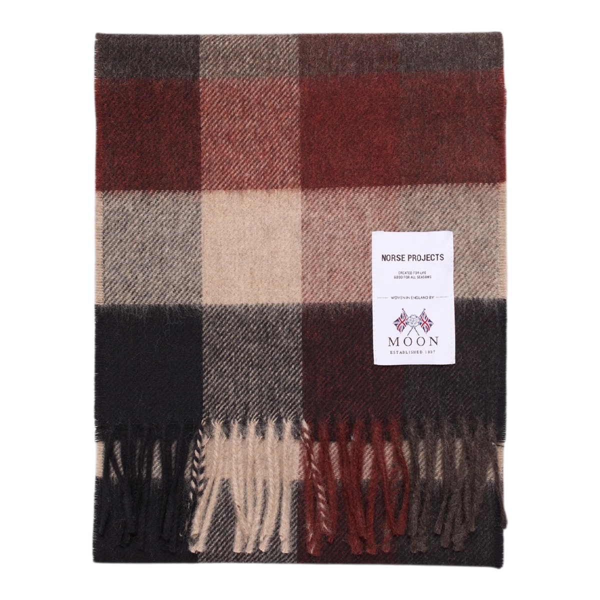 Norse Projects - Norse Moon Merino Lambswool Checked Scarf - Espresso Skjerf Norse Projects 
