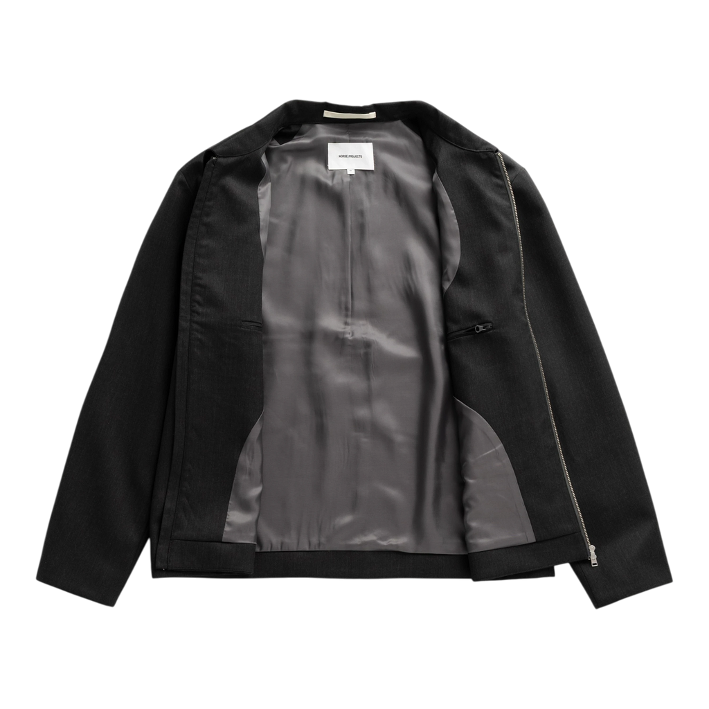 Norse Projects - Raabjerg Easy Worsted Wool Jacket - Charcoal Grey Jakke Norse Projects 