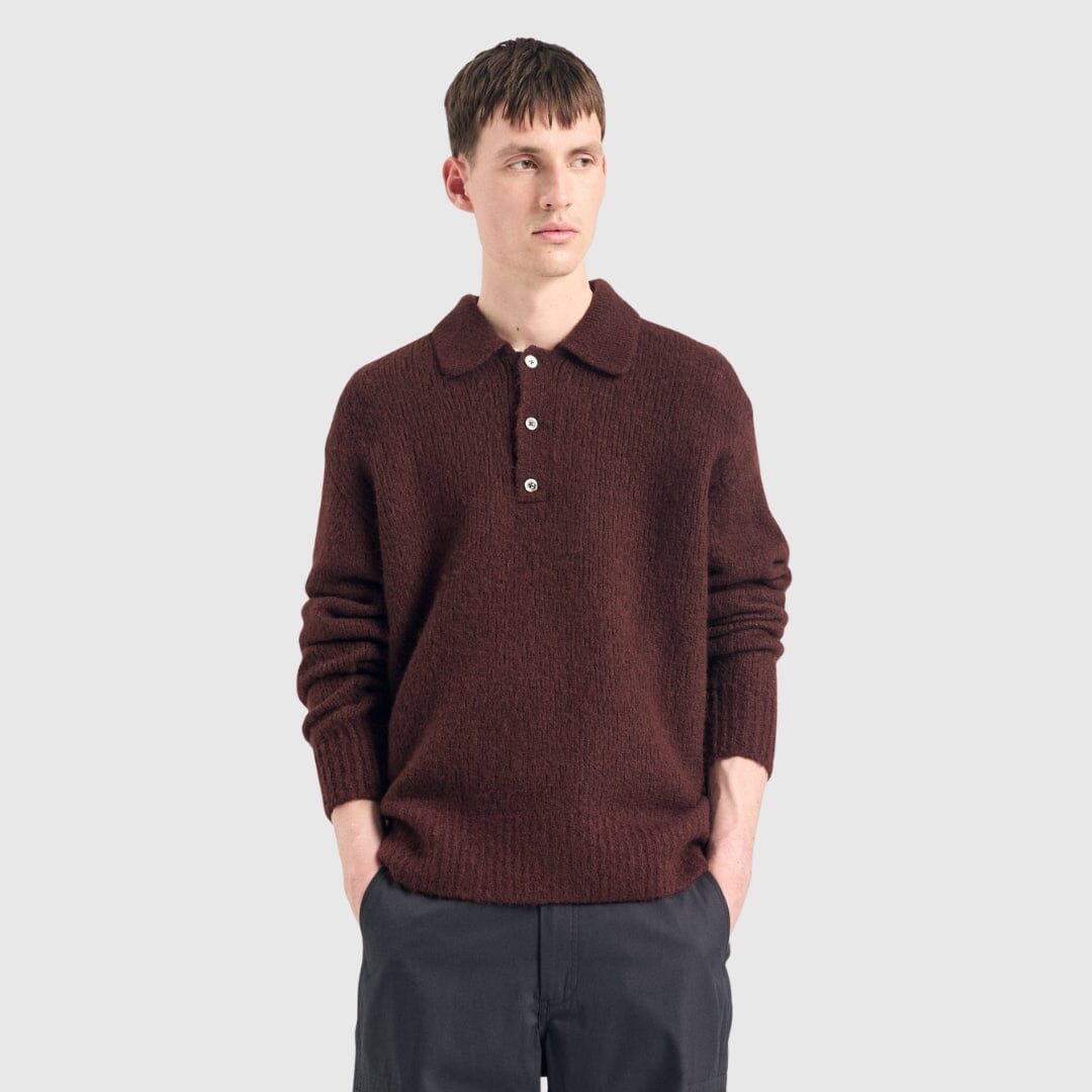 Norse Projects Rasmus Polo - Mahogany Knitwear Norse Projects 