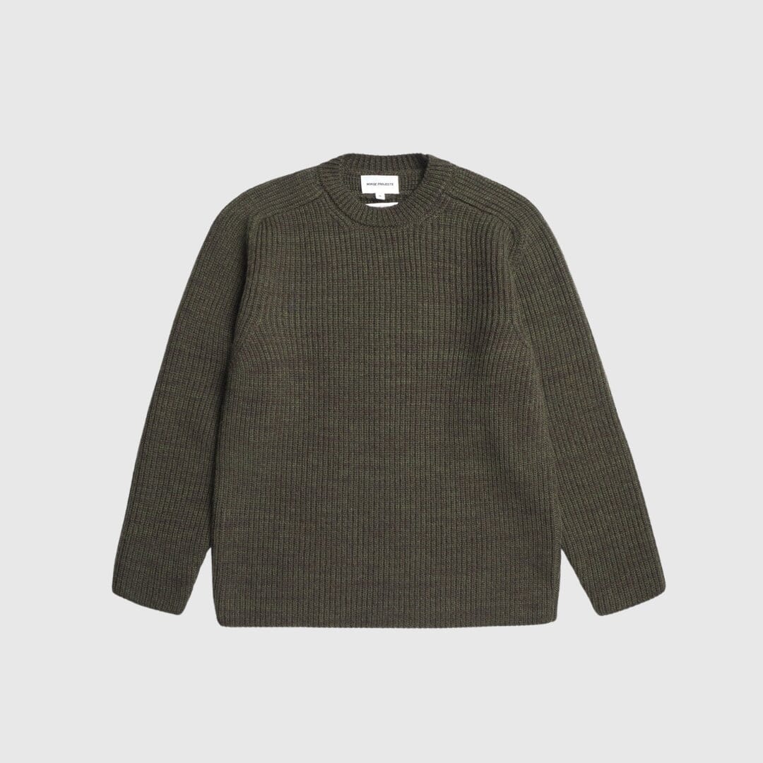 Norse Projects Sigurd Crew Neck - Olive Night Knitwear Norse Projects 