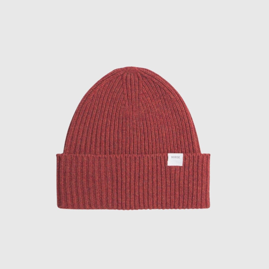 Norse Projects Standard Merino Lambswool Beanie - Brick Beanie Norse Projects 