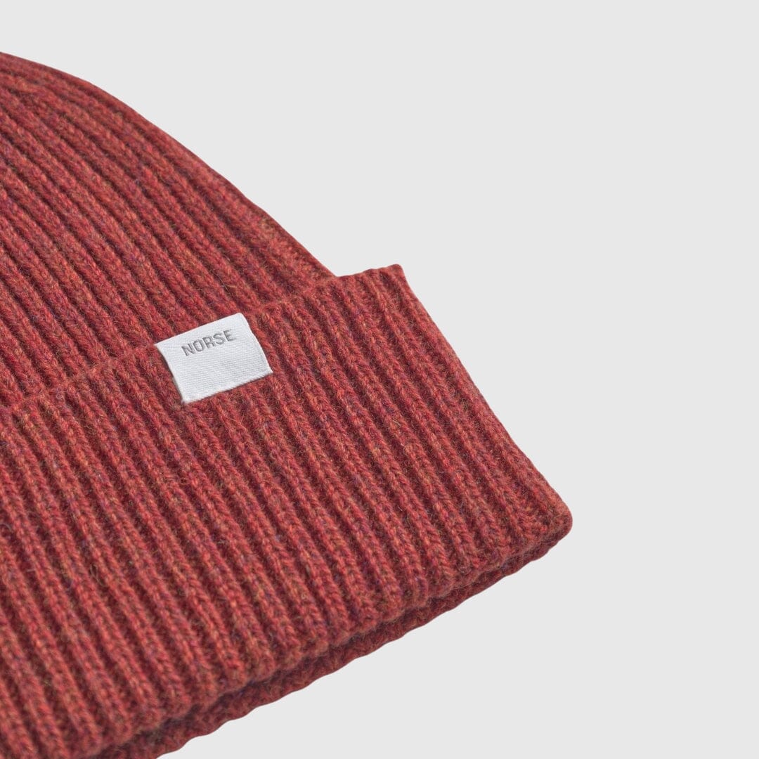 Norse Projects Standard Merino Lambswool Beanie - Brick Beanie Norse Projects 