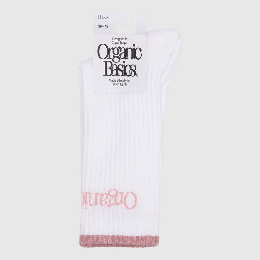 Organic Basics Active Tennis Socks - White / Misty Rose Socks Organic Basics 