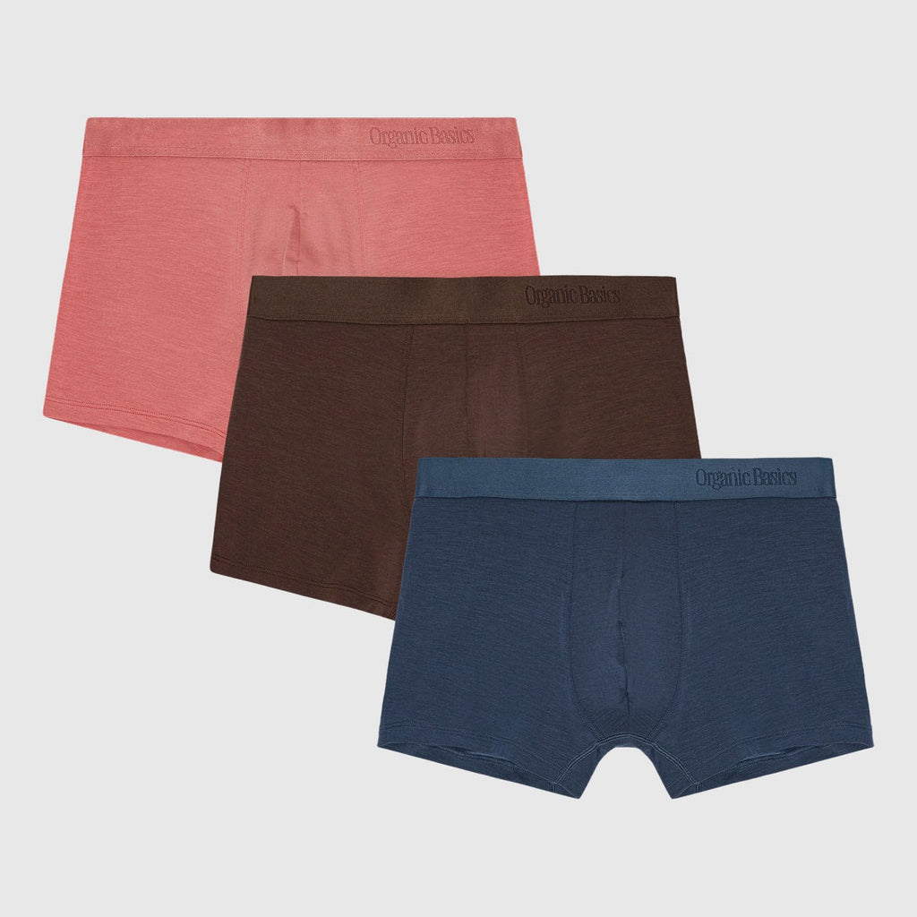 Organic Basics Soft Touch Trunks 3-pack - Terracotta / Rich Brown / Midnight Blue Boxers Organic Basics 