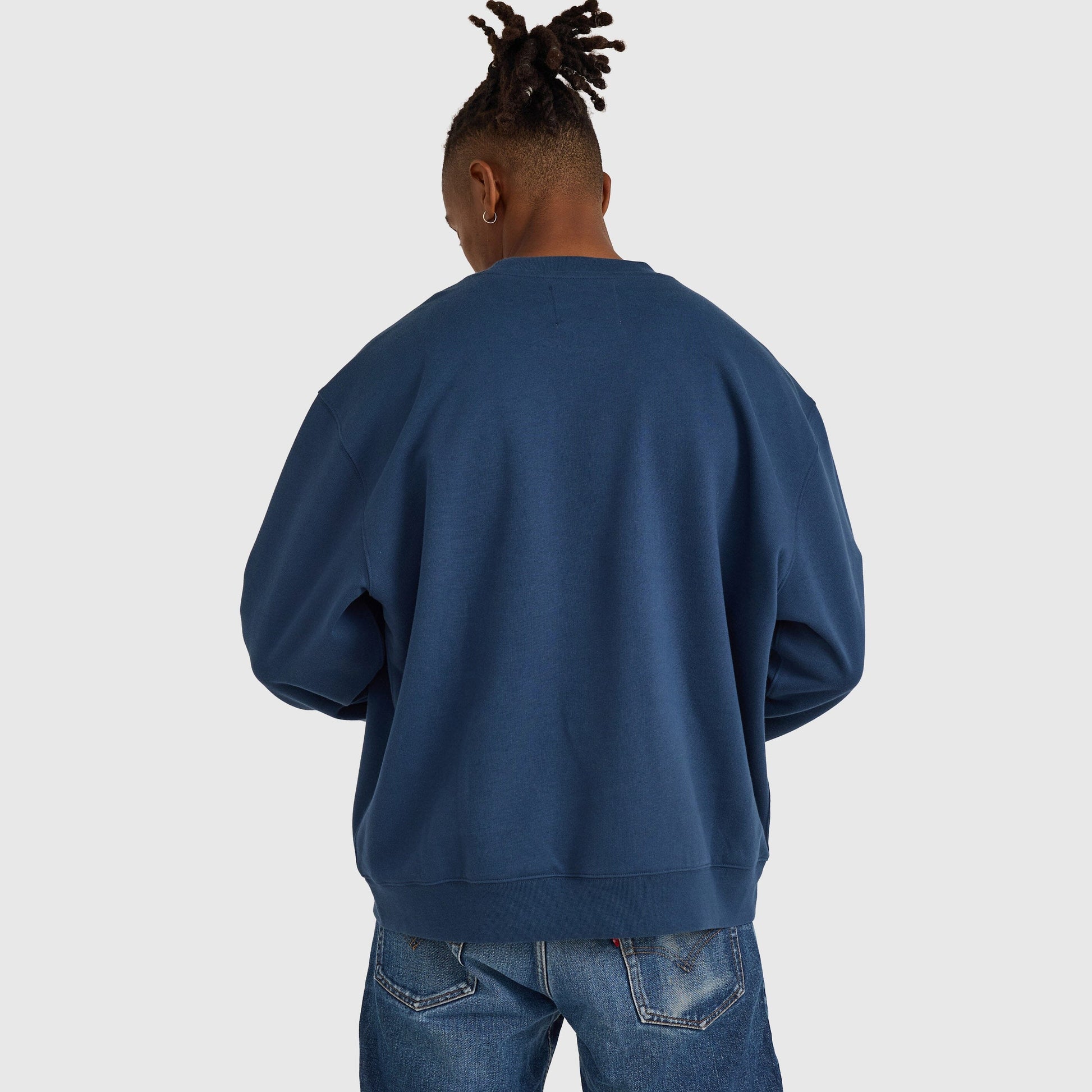 Organic Basics Weekend Boxy Fit Crewneck Sweatshirt - Midnight Blue Sweatshirt Organic Basics 