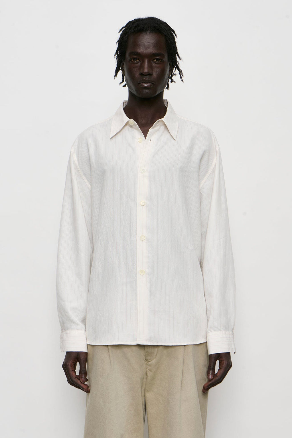 Our Legacy - Beyond Shirt - Cream Stripe Ceremony Viscose Skjorte Our Legacy 