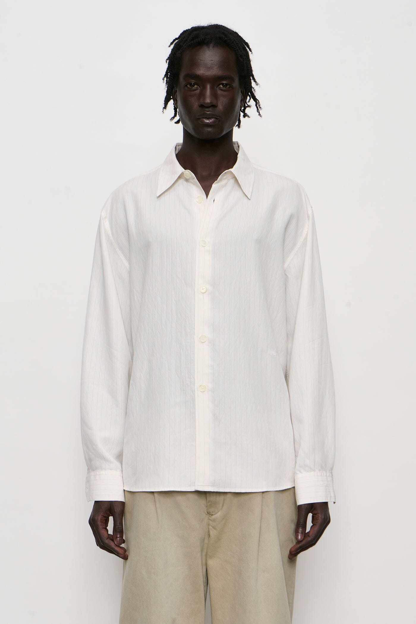 Our Legacy - Beyond Shirt - Cream Stripe Ceremony Viscose Skjorte Our Legacy 