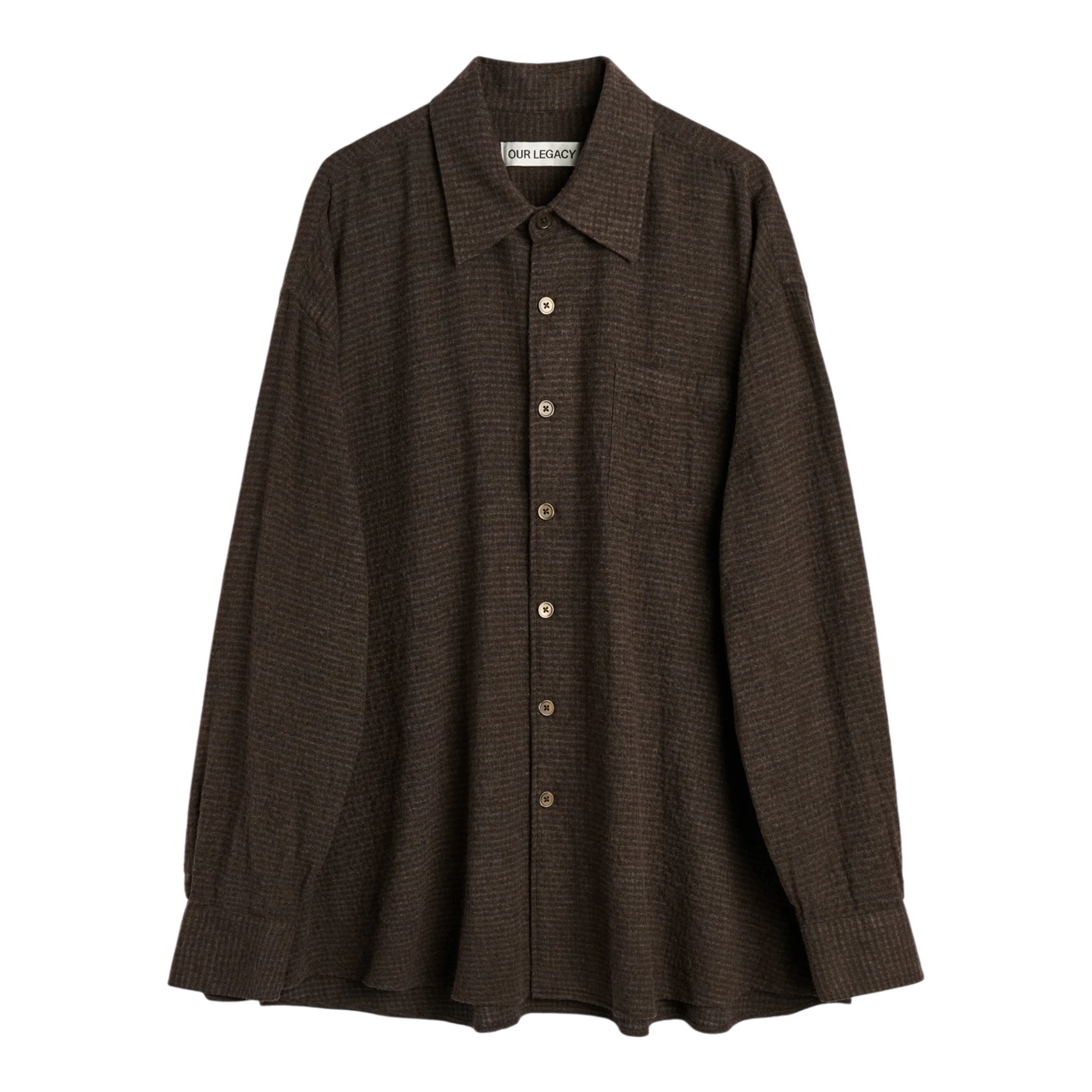 Our Legacy - Borrowed Shirt - Truffle Check Grid Cloth Skjorte Our Legacy 