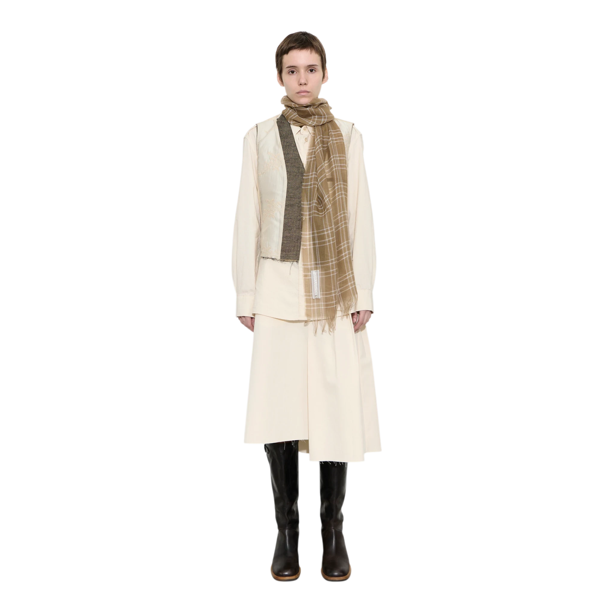 Our Legacy Cottage Scarf - Walnut Grid Sparse Tencel Scarf Our Legacy 