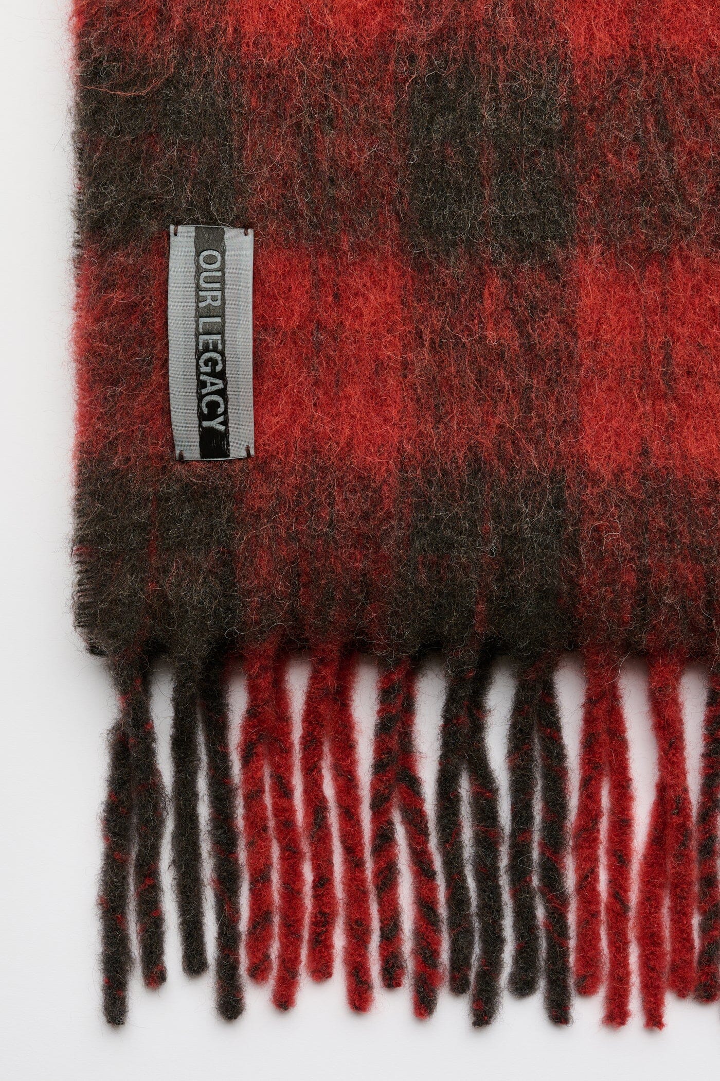 Our Legacy - Estate Scarf - Burnt Red Plaid Fuzzy Alpaca Skjerf Our Legacy 