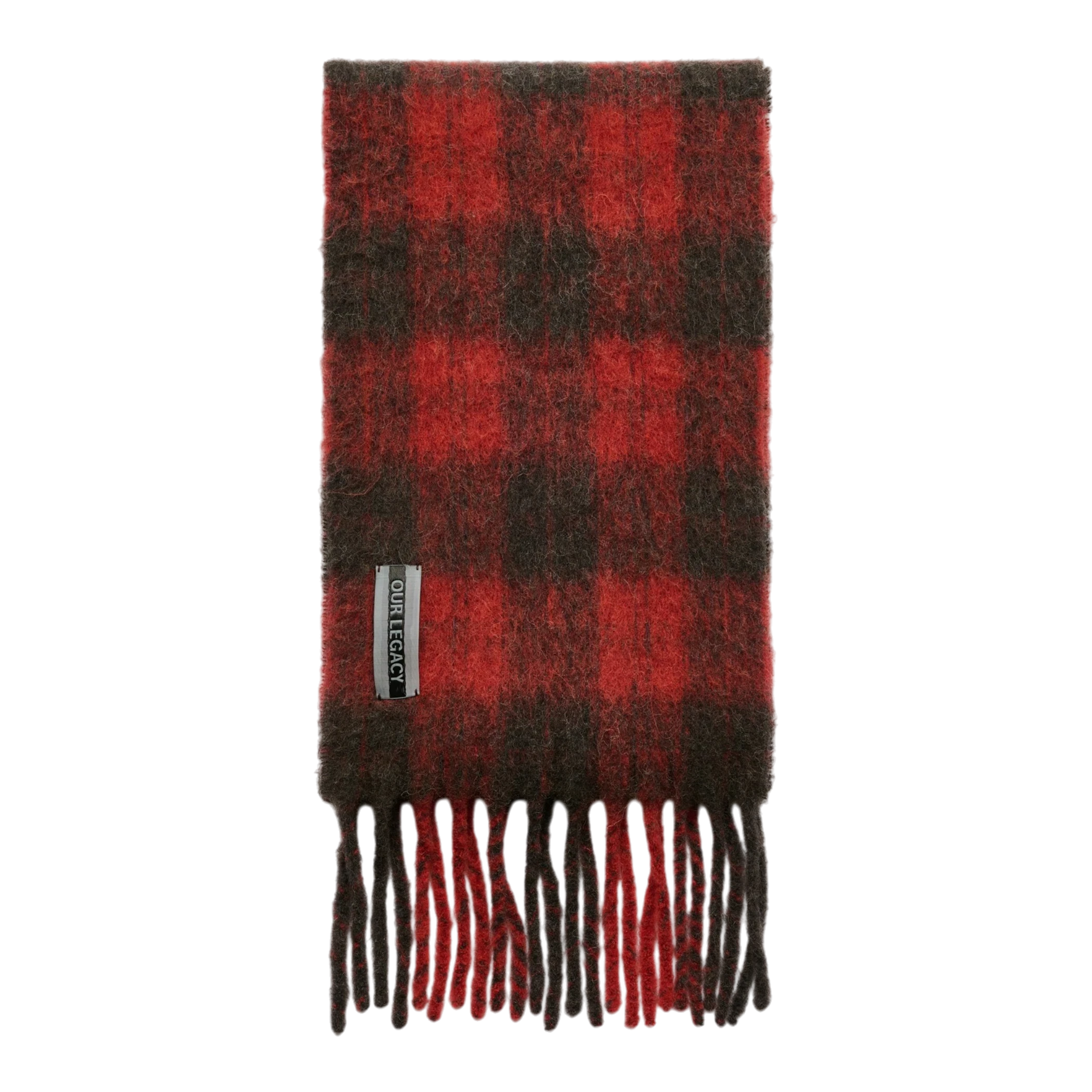 Our Legacy - Estate Scarf - Burnt Red Plaid Fuzzy Alpaca Skjerf Our Legacy 
