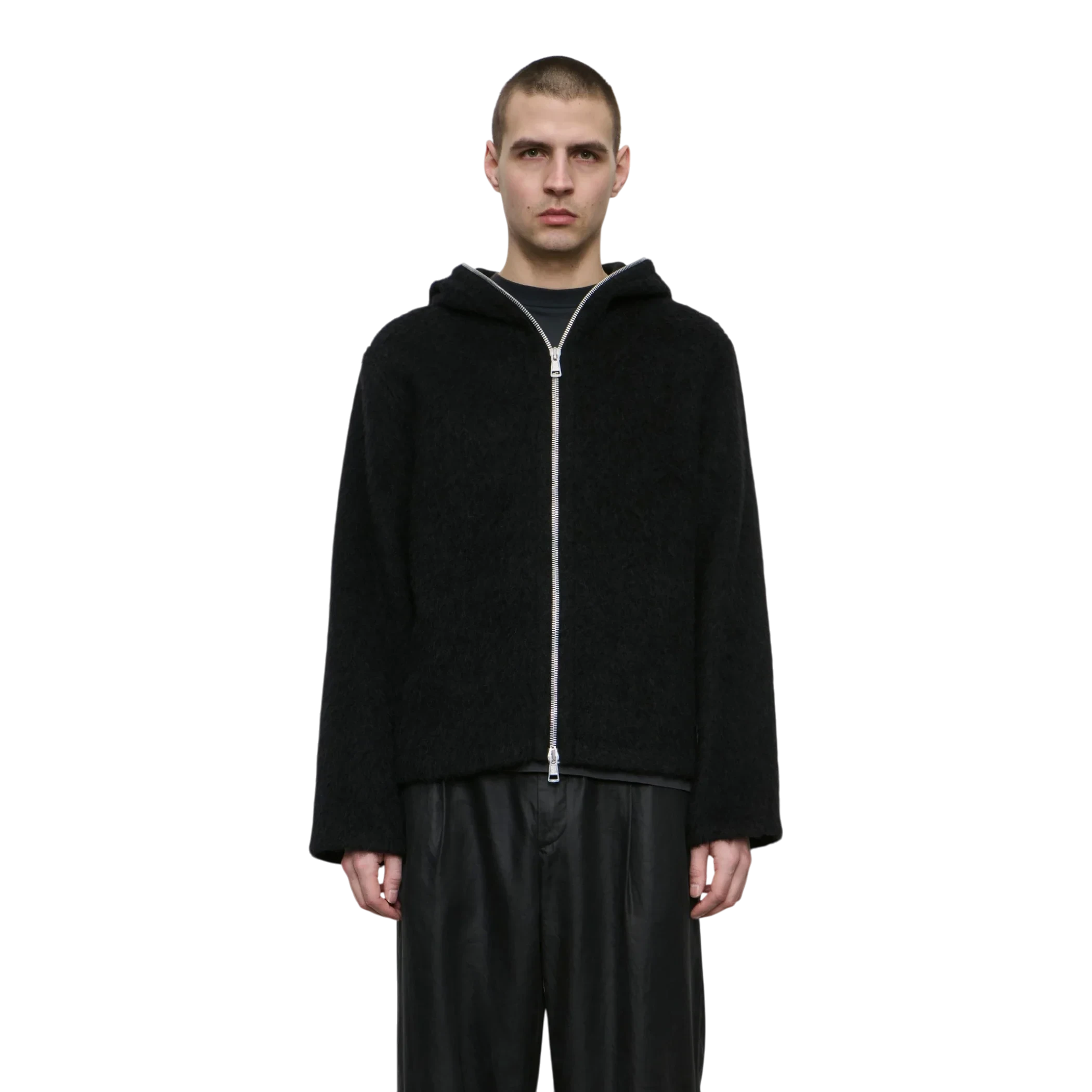Our Legacy - Full Zip Hood - Black Hairy Wool Knitwear Our Legacy 