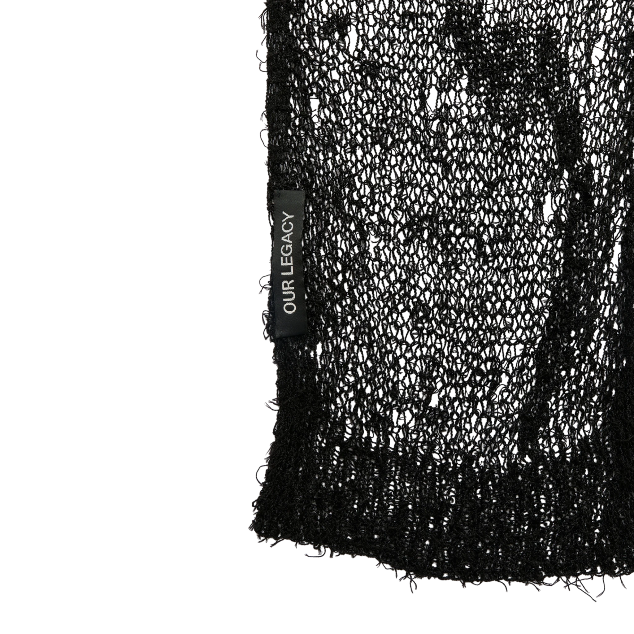 Our Legacy Net Scarf - Black Ragged Open Linen Scarf Our Legacy 