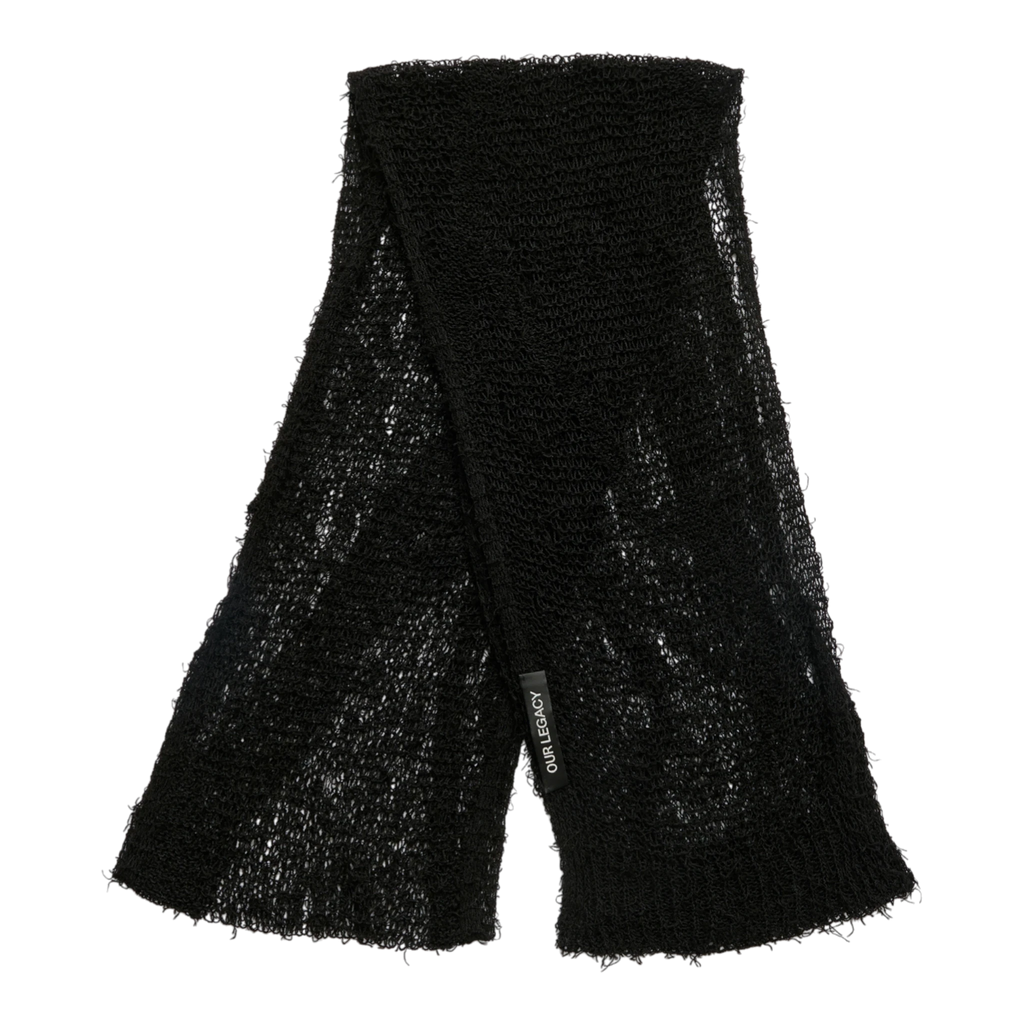 Our Legacy Net Scarf - Black Ragged Open Linen Scarf Our Legacy 