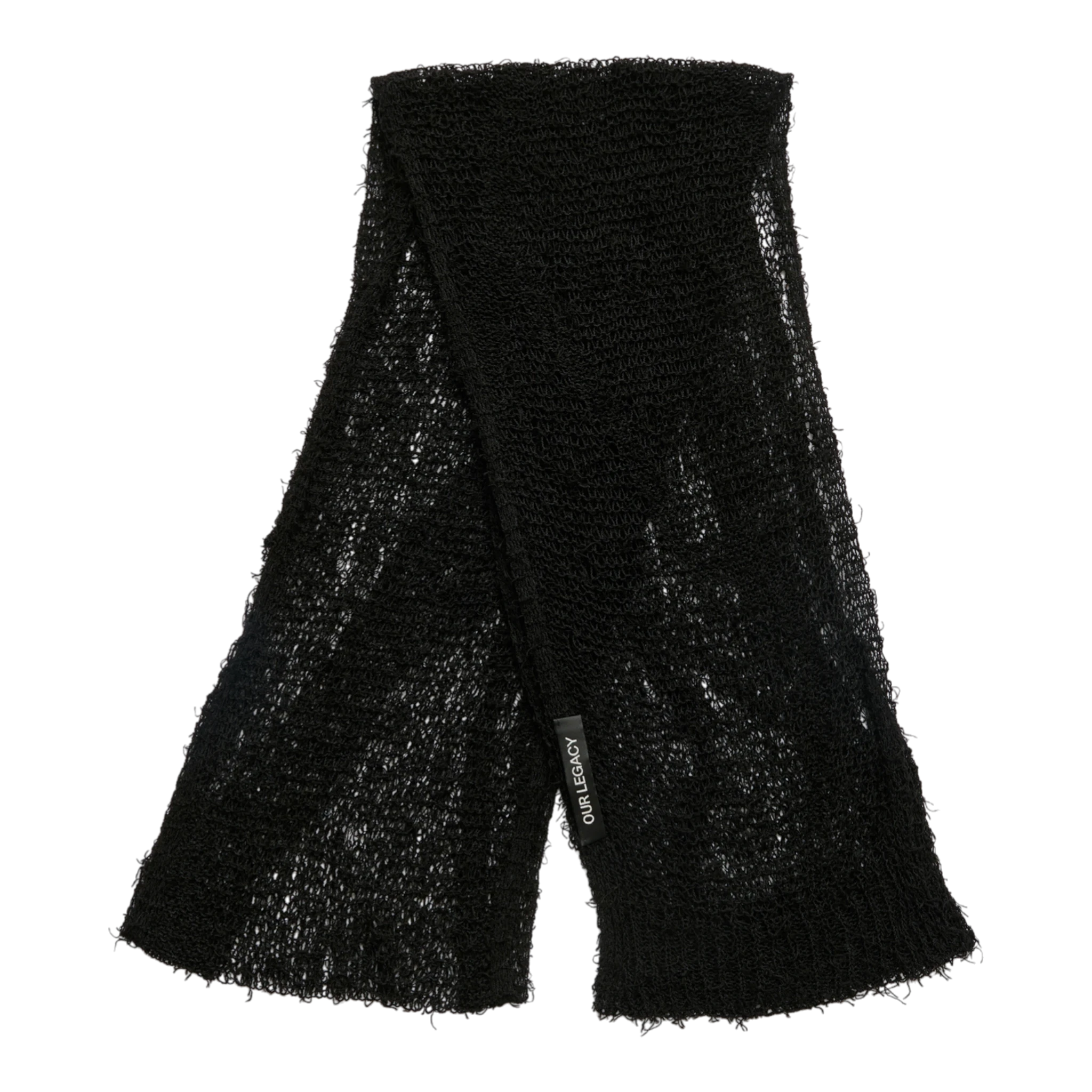 Our Legacy Net Scarf - Black Ragged Open Linen Scarf Our Legacy 