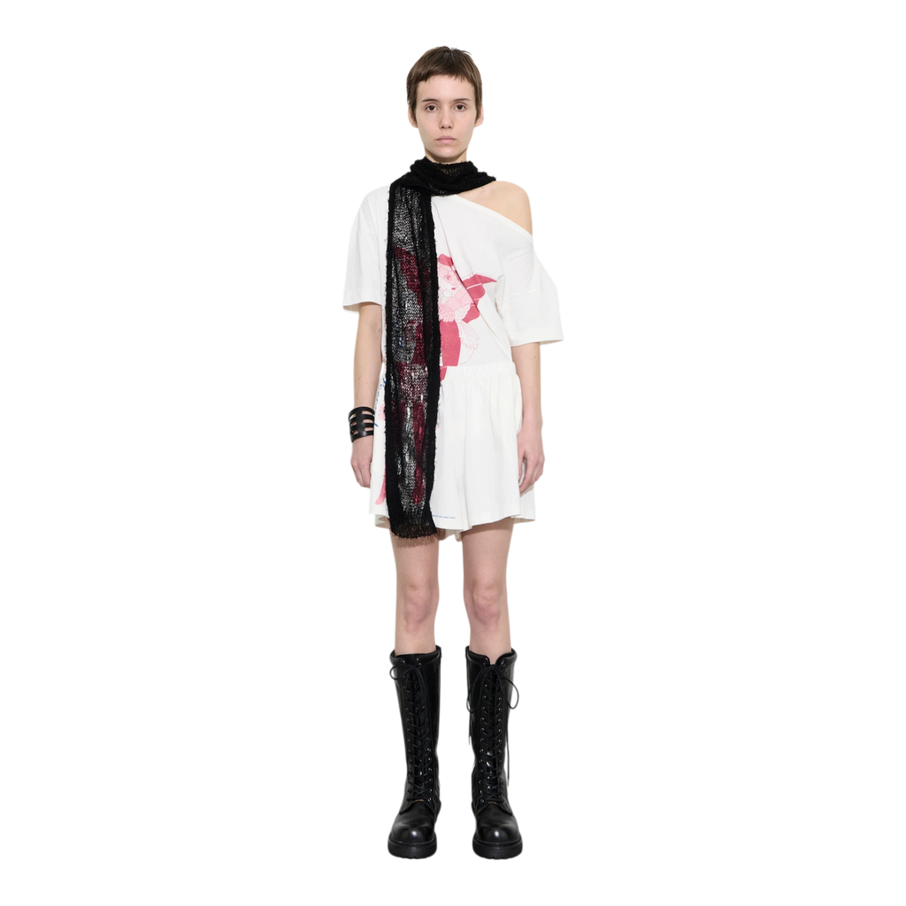 Our Legacy Net Scarf - Black Ragged Open Linen Scarf Our Legacy 