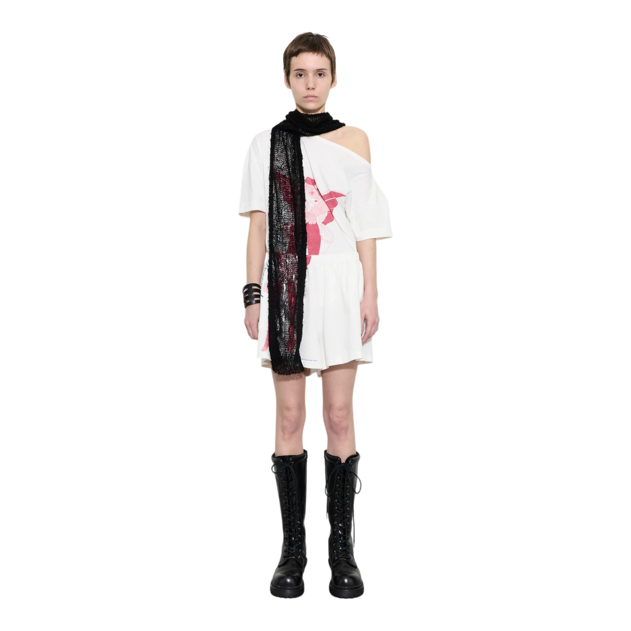 Our Legacy Net Scarf - Black Ragged Open Linen Scarf Our Legacy 