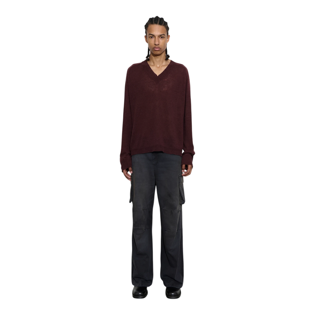 Our Legacy Rue V-Neck - Cabernet Cyclone Linen Knitwear Our Legacy 