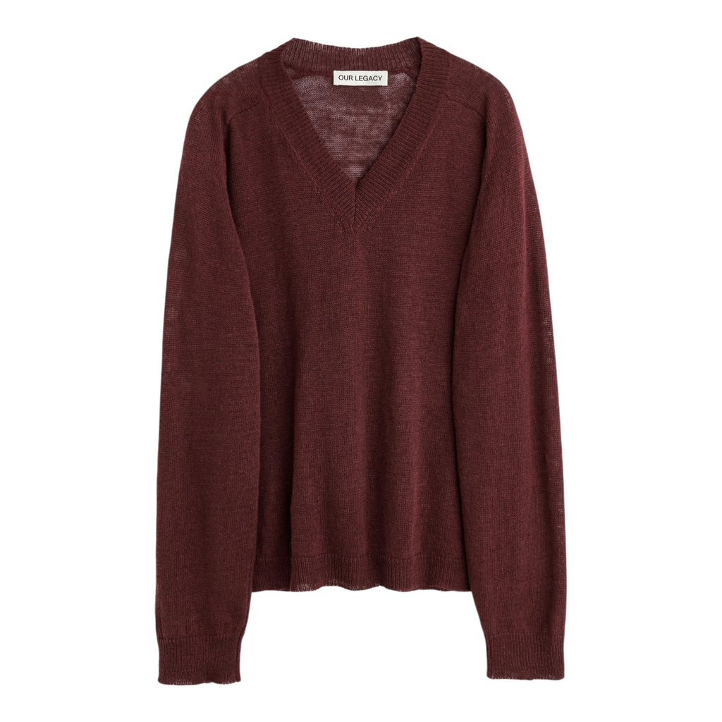 Our Legacy Rue V-Neck - Cabernet Cyclone Linen Knitwear Our Legacy 