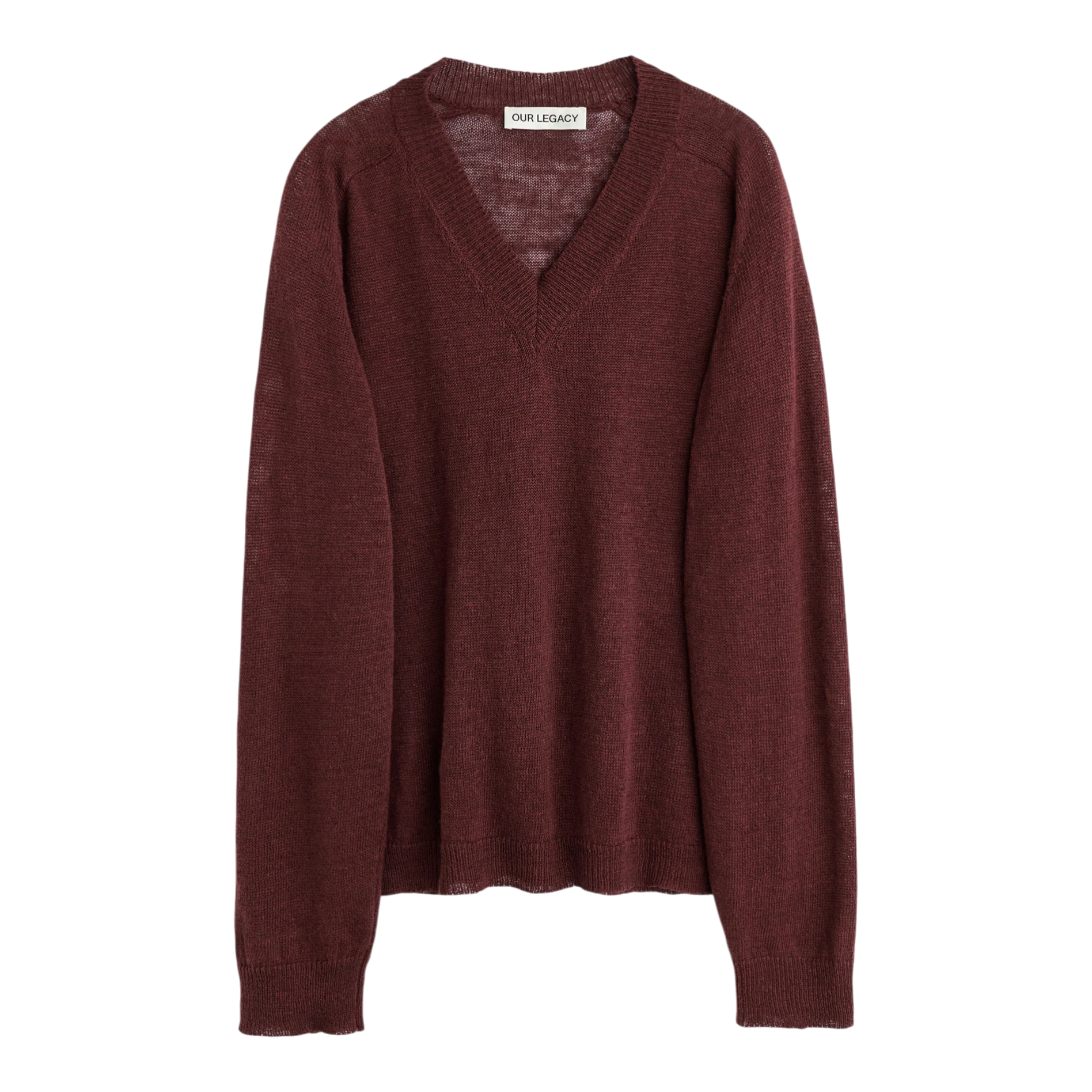 Our Legacy Rue V-Neck - Cabernet Cyclone Linen Knitwear Our Legacy 