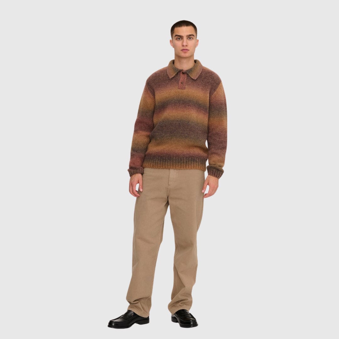 Palmes Alpaca LS Knit Polo - Brown Multi Knitwear Palmes 