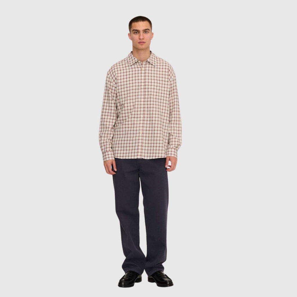 Palmes Cotton Checkered Shirt - White/Brown Shirt Palmes 