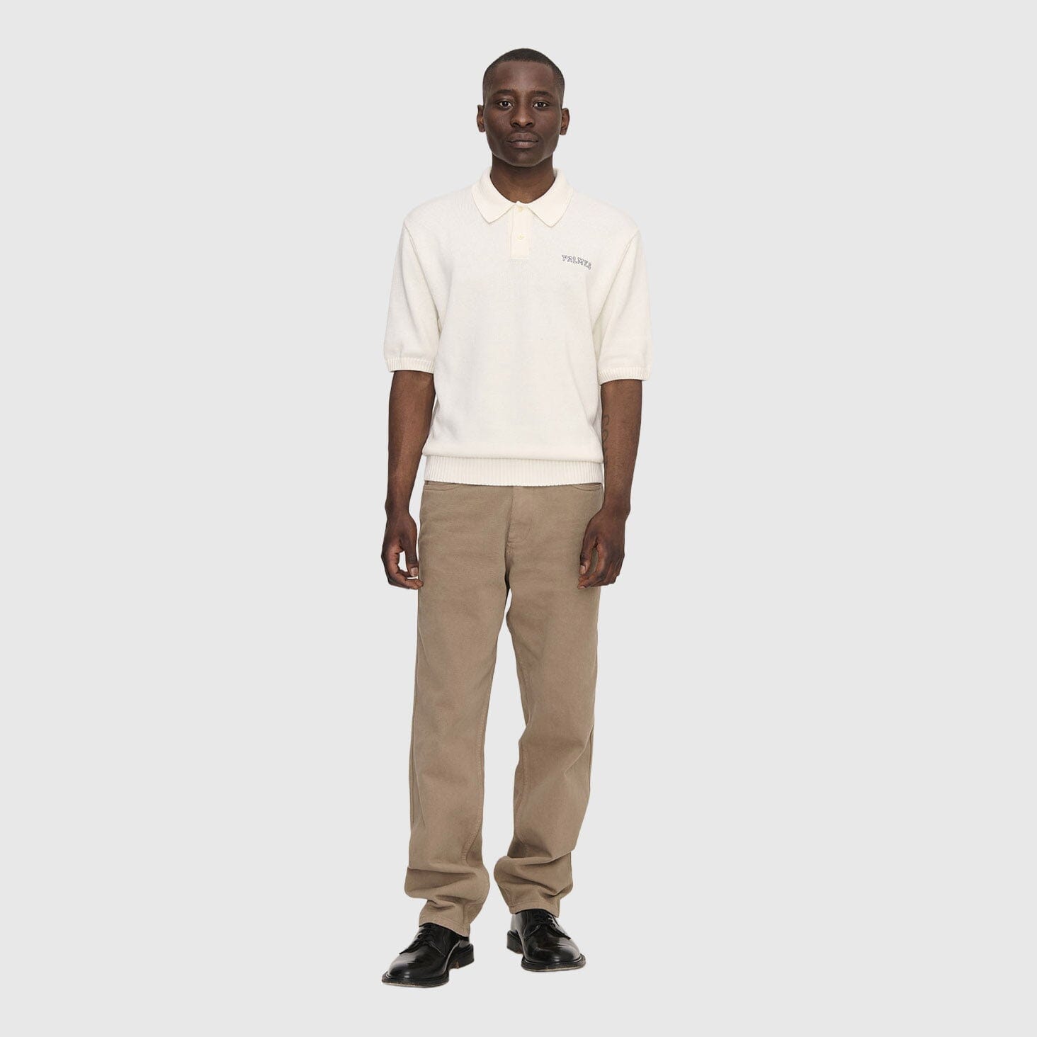 Palmes Cotton Knit Polo - Off-White Longsleeve Palmes 