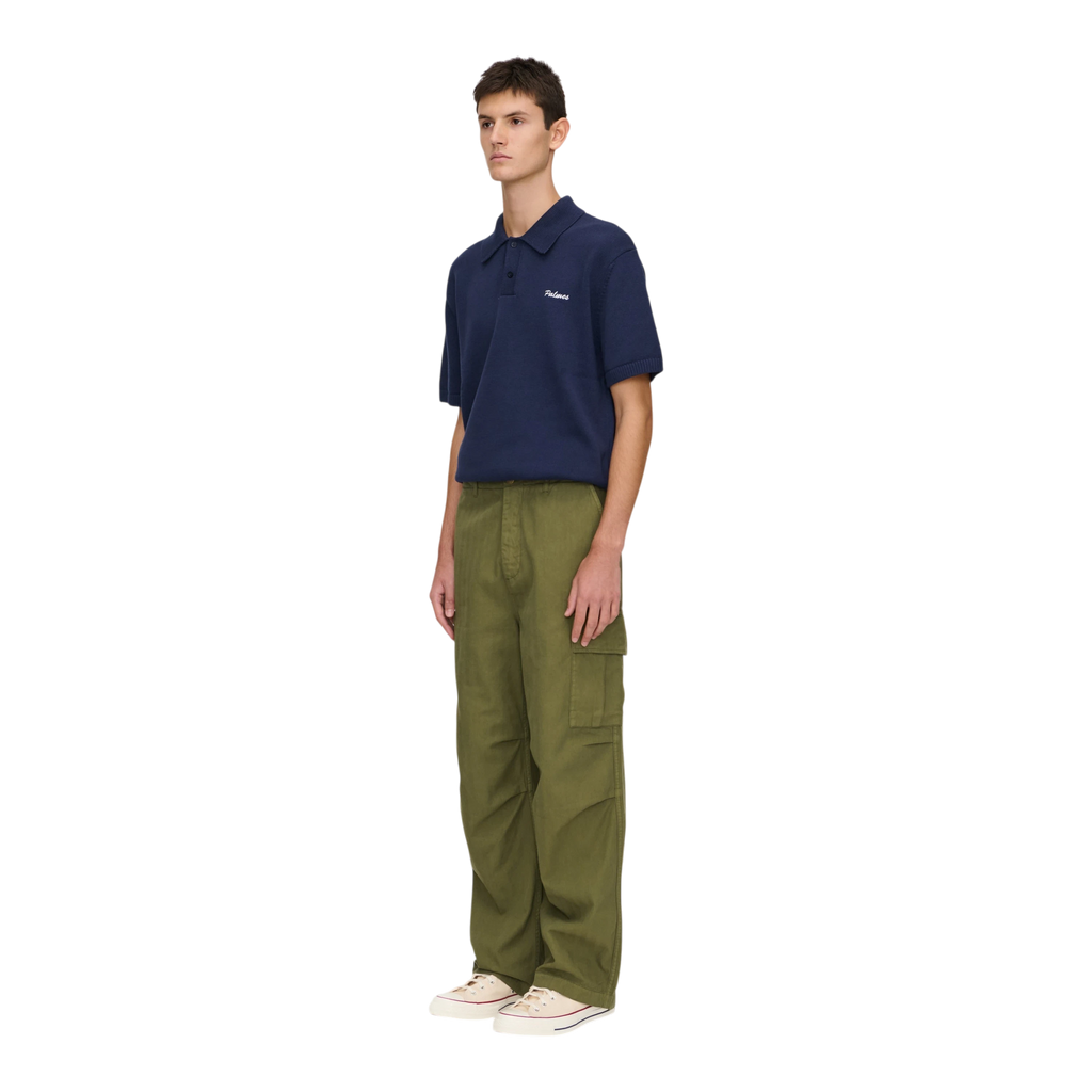 Palmes - Herringbone Cargo Trousers - Olive Bukse Palmes 