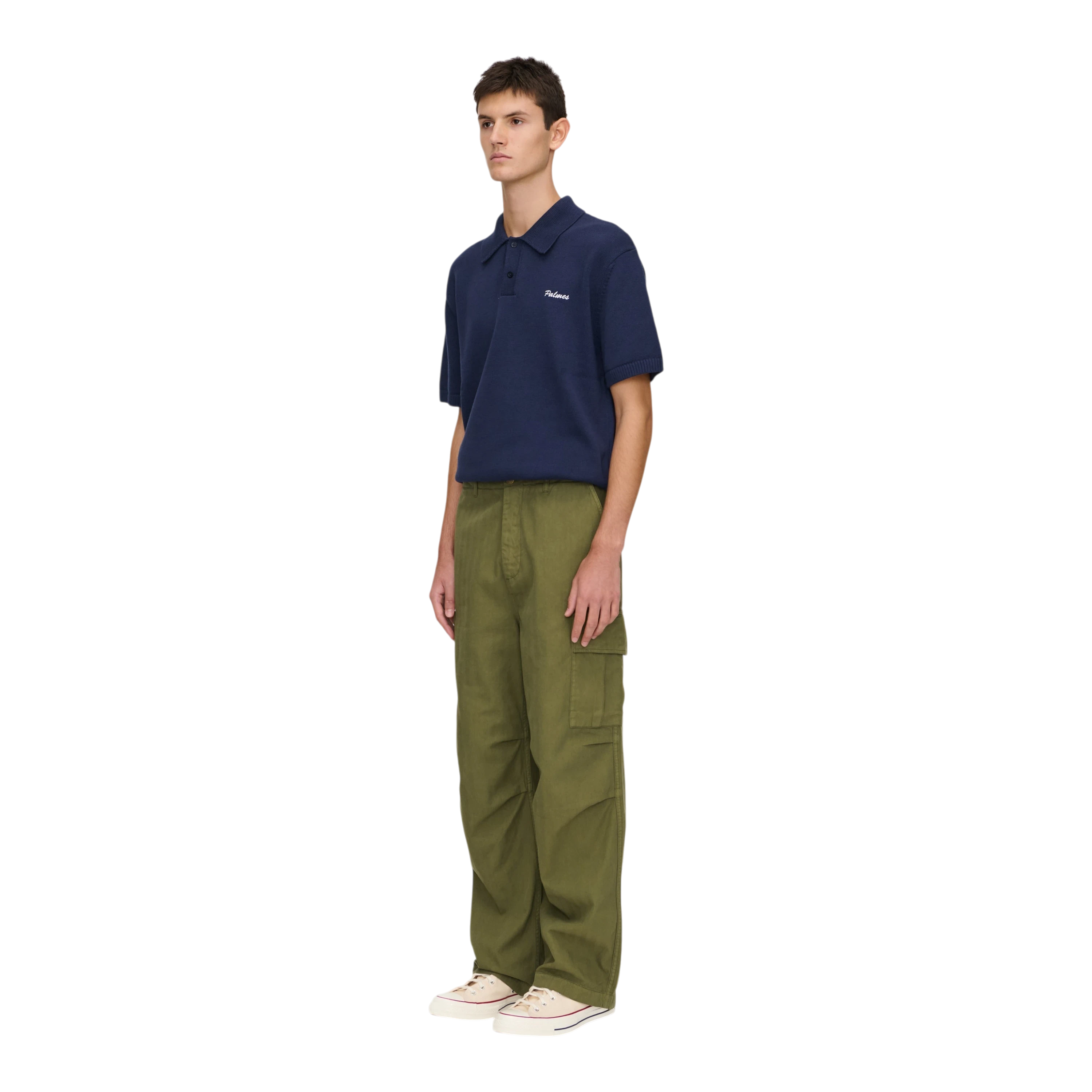 Palmes - Herringbone Cargo Trousers - Olive Bukse Palmes 