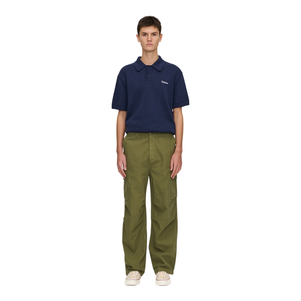 Palmes - Herringbone Cargo Trousers - Olive Bukse Palmes 