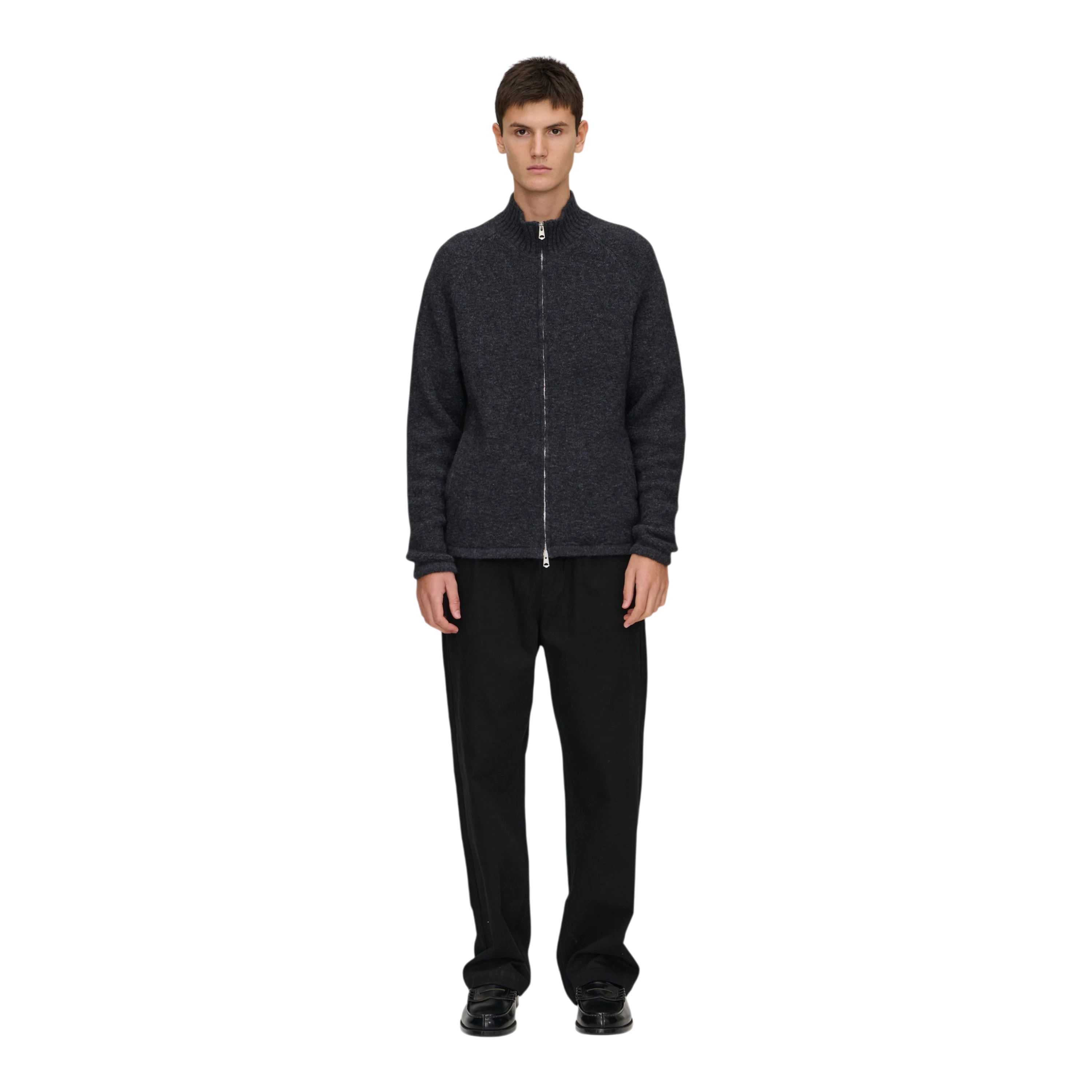 Palmes - Knitted Zip Sweater - Charcoal Strikk Palmes 