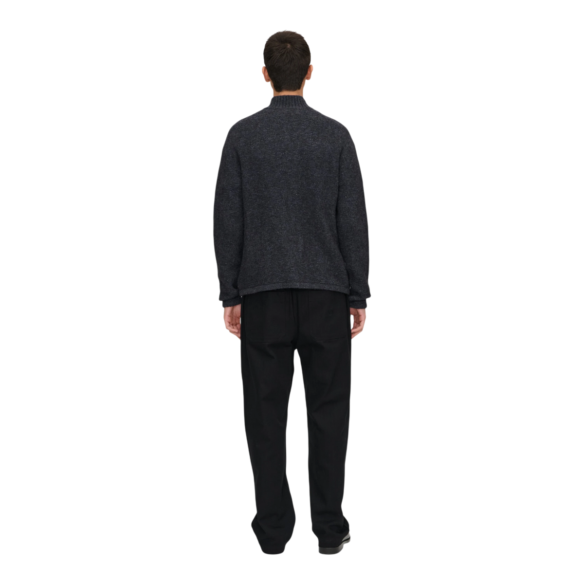 Palmes - Knitted Zip Sweater - Charcoal Strikk Palmes 