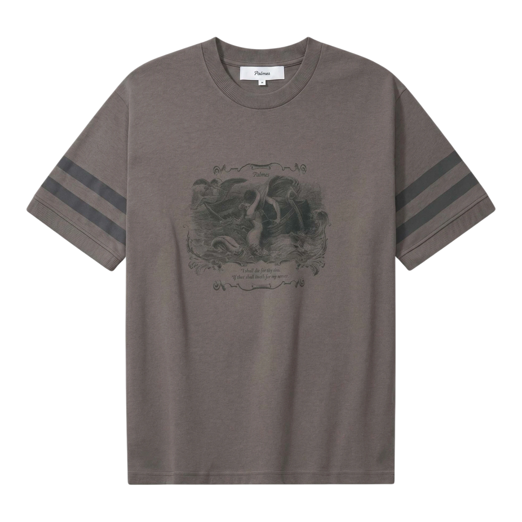 Palmes - Mermaid Ringer T-Shirt - Charcoal T-skjorte Palmes 