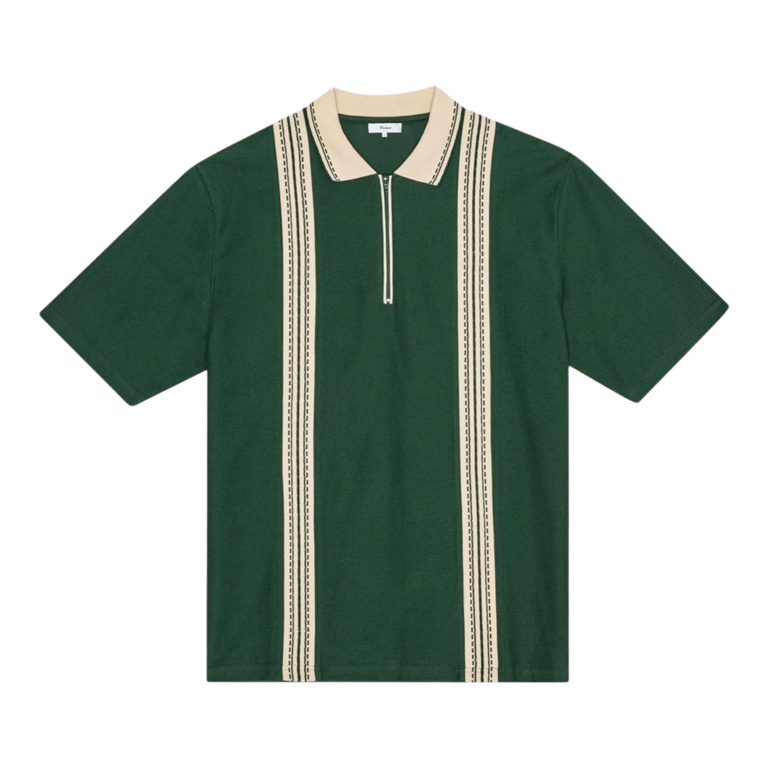 Palmes - Panel Ss Zip Polo - Green Palmes 