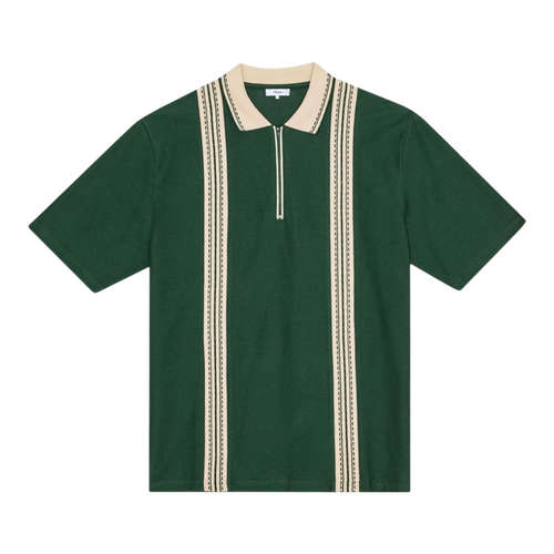 Palmes - Panel Ss Zip Polo - Green Palmes 