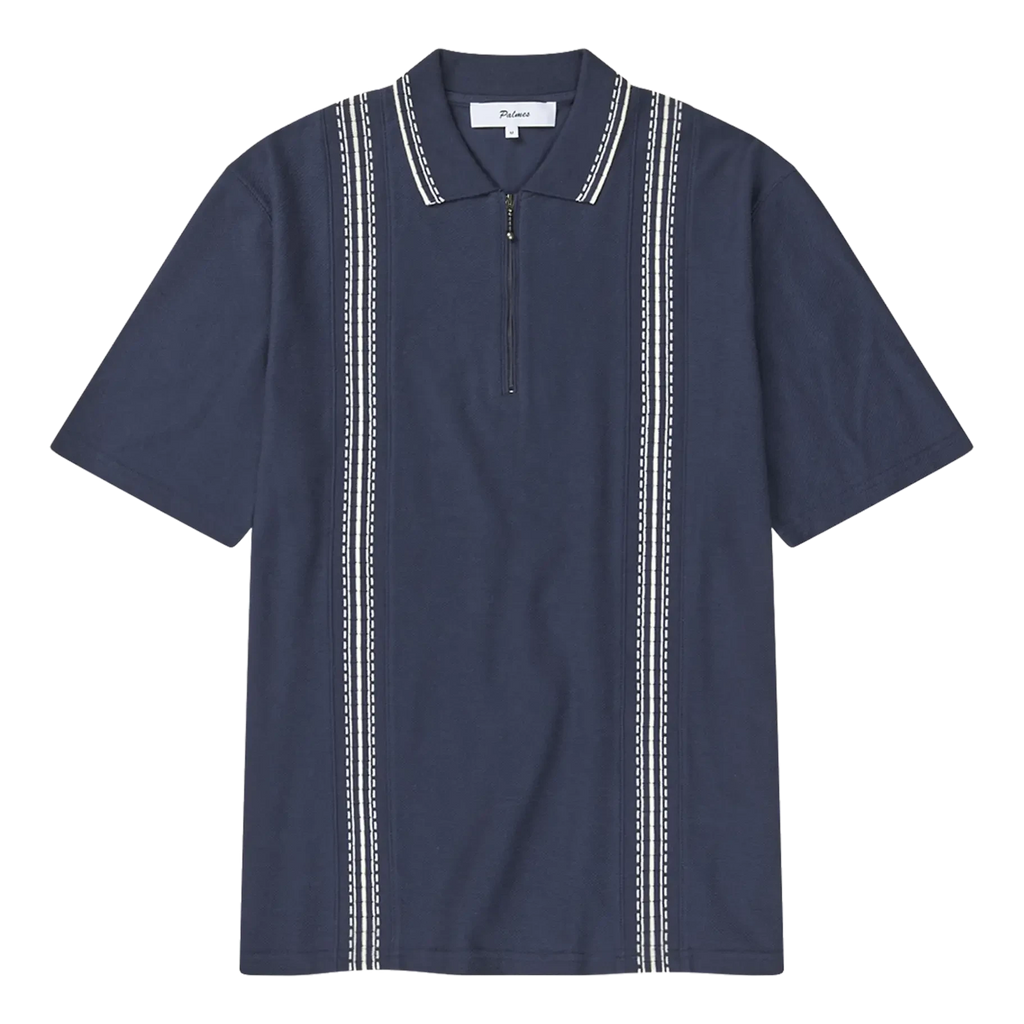 Palmes Panel Zip Polo - Navy T-Shirt Palmes 