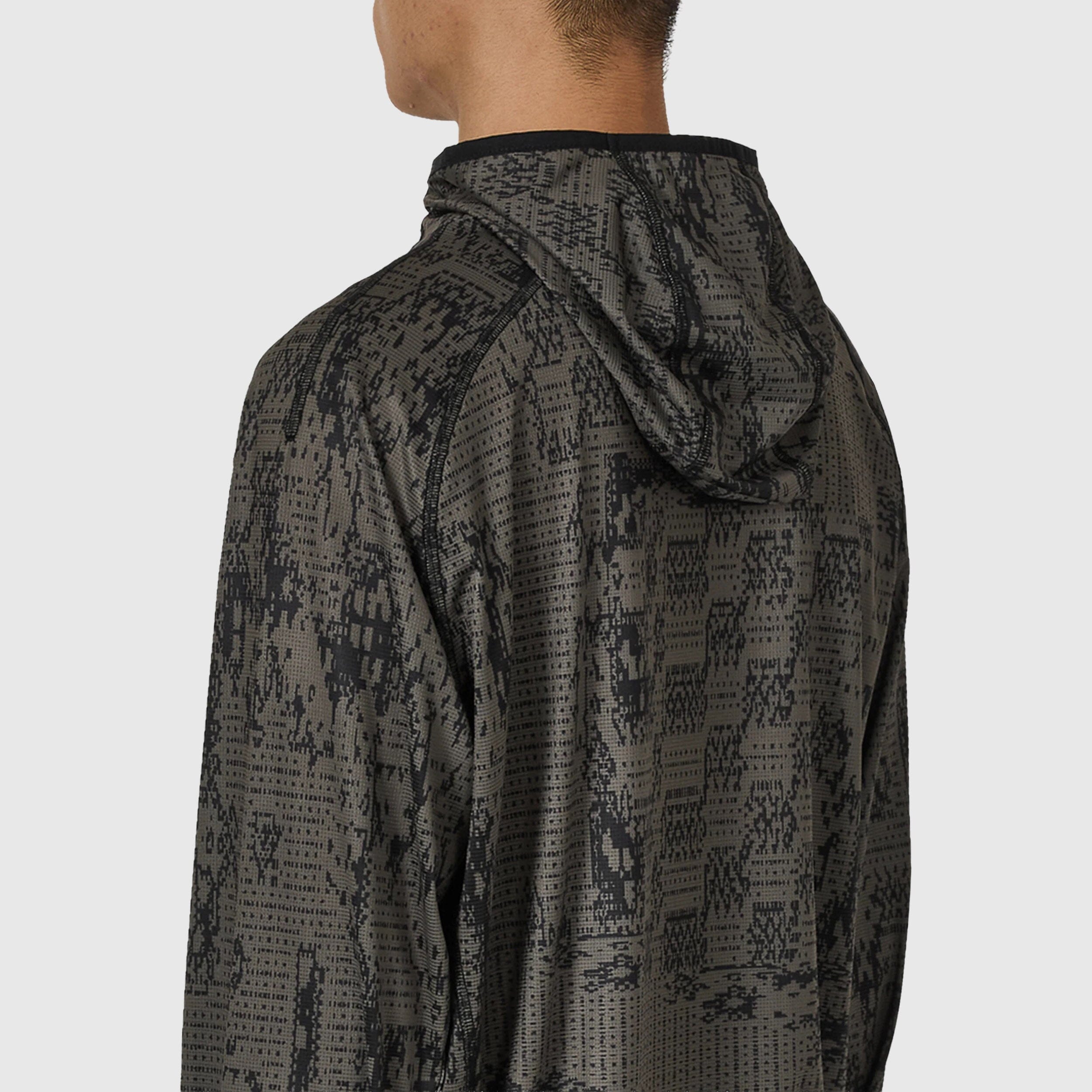 ROA Laki Melted Print UV Hoodie - Olive Hooded Sweatshirt ROA 