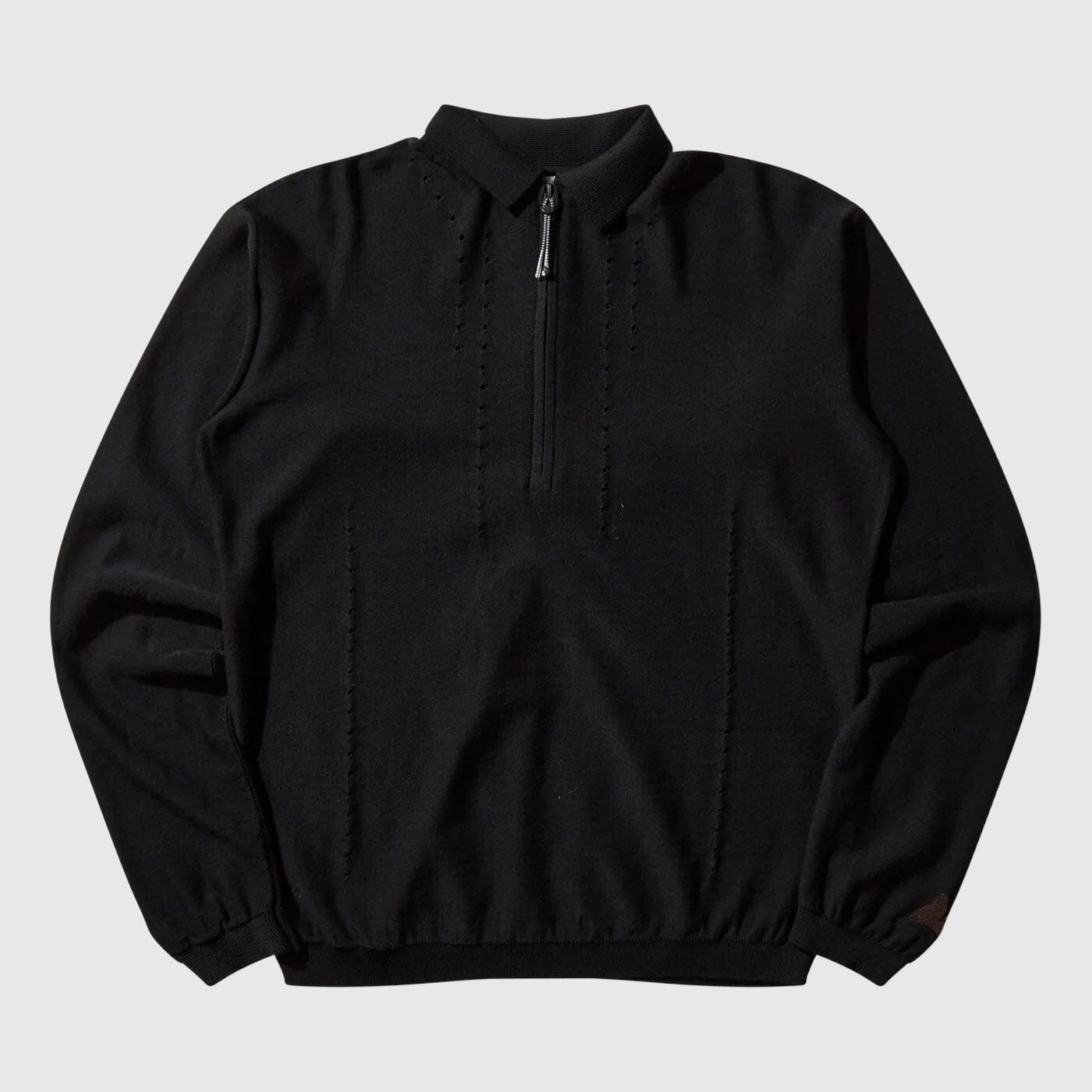 ROA Pinched Wool Knit Polo - Black Knitwear ROA 