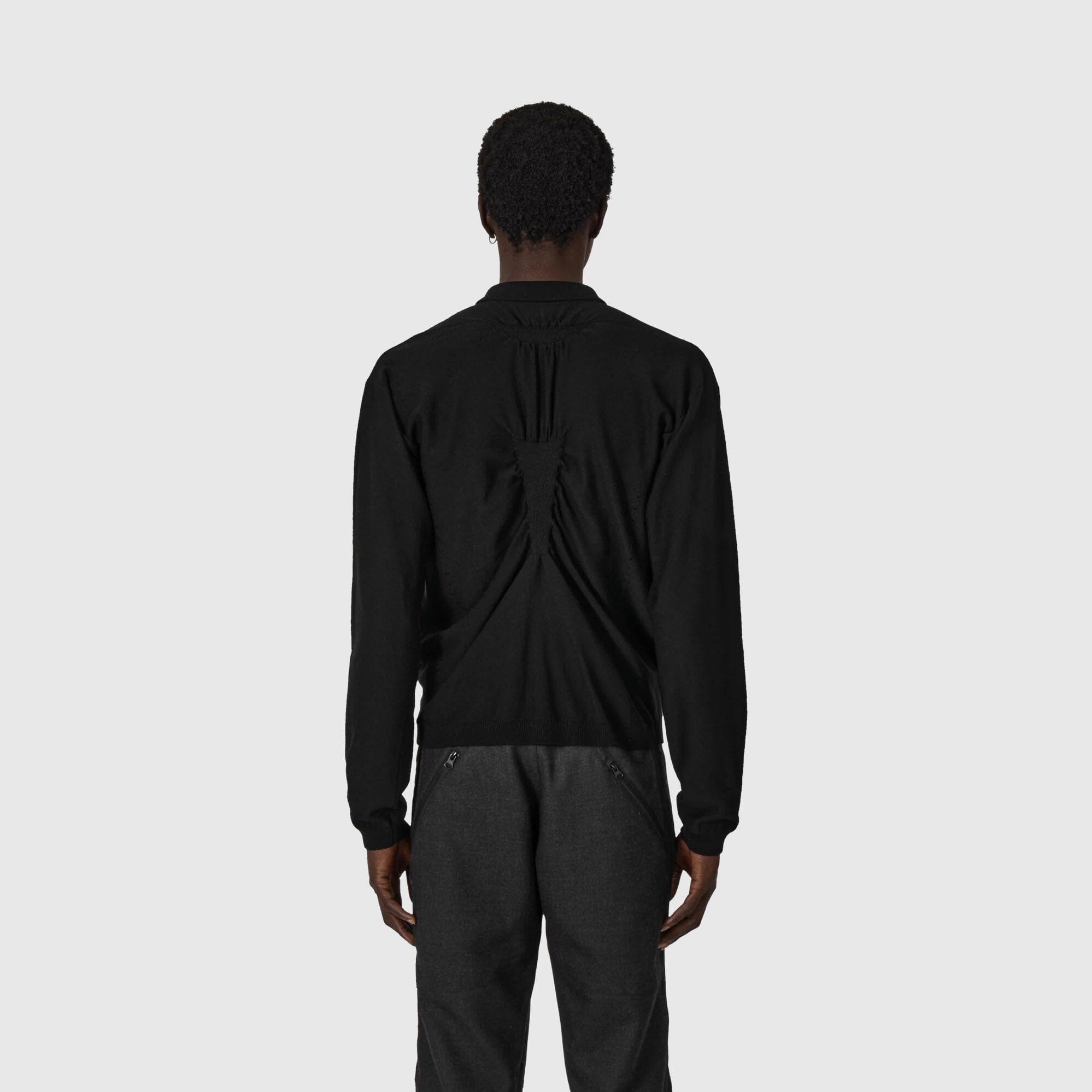 ROA Pinched Wool Knit Polo - Black Knitwear ROA 