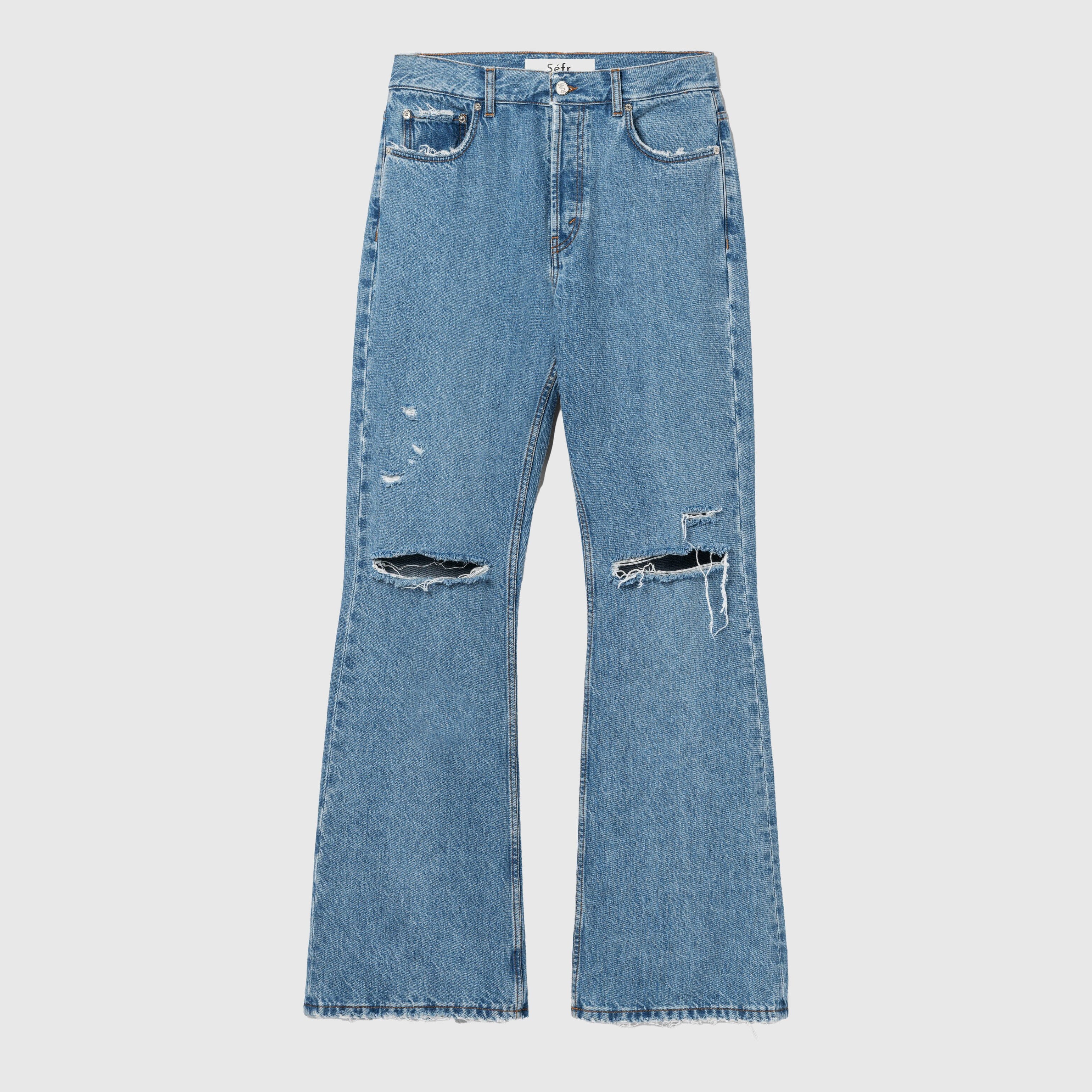 Séfr Rider Cut Jeans - Trashed Mid Blue Pants Séfr 