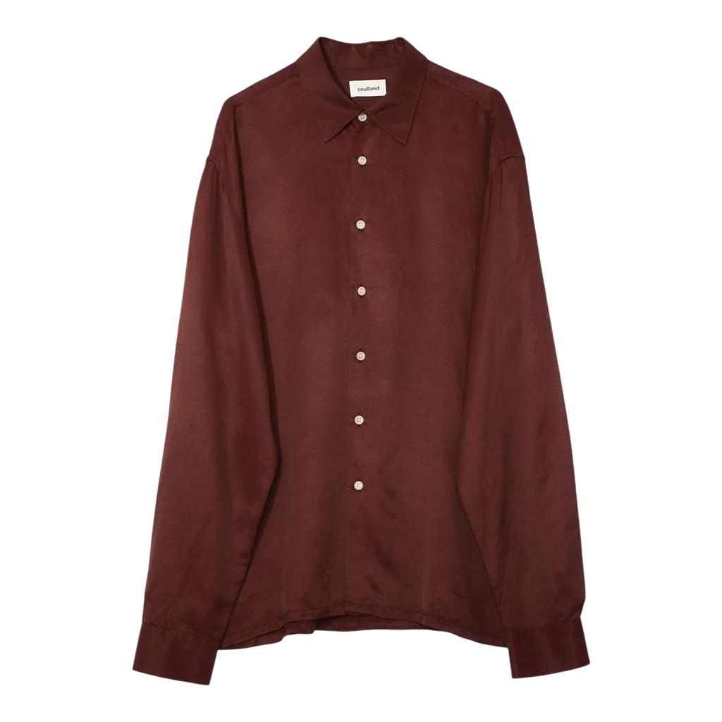 Soulland - Carl Viscose Linen Mix Shirt - Wine Skjorte Soulland 