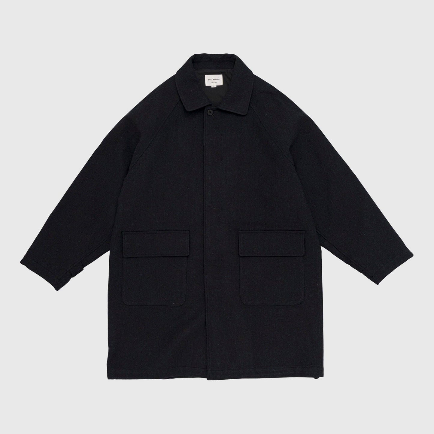 Still by Hand Bal Collar Coat - Black Navy Coat Still By Hand 