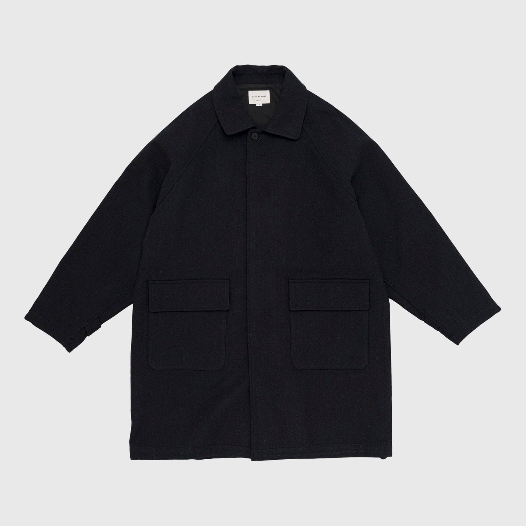 Still by Hand Bal Collar Coat - Black Navy Coat Still By Hand 
