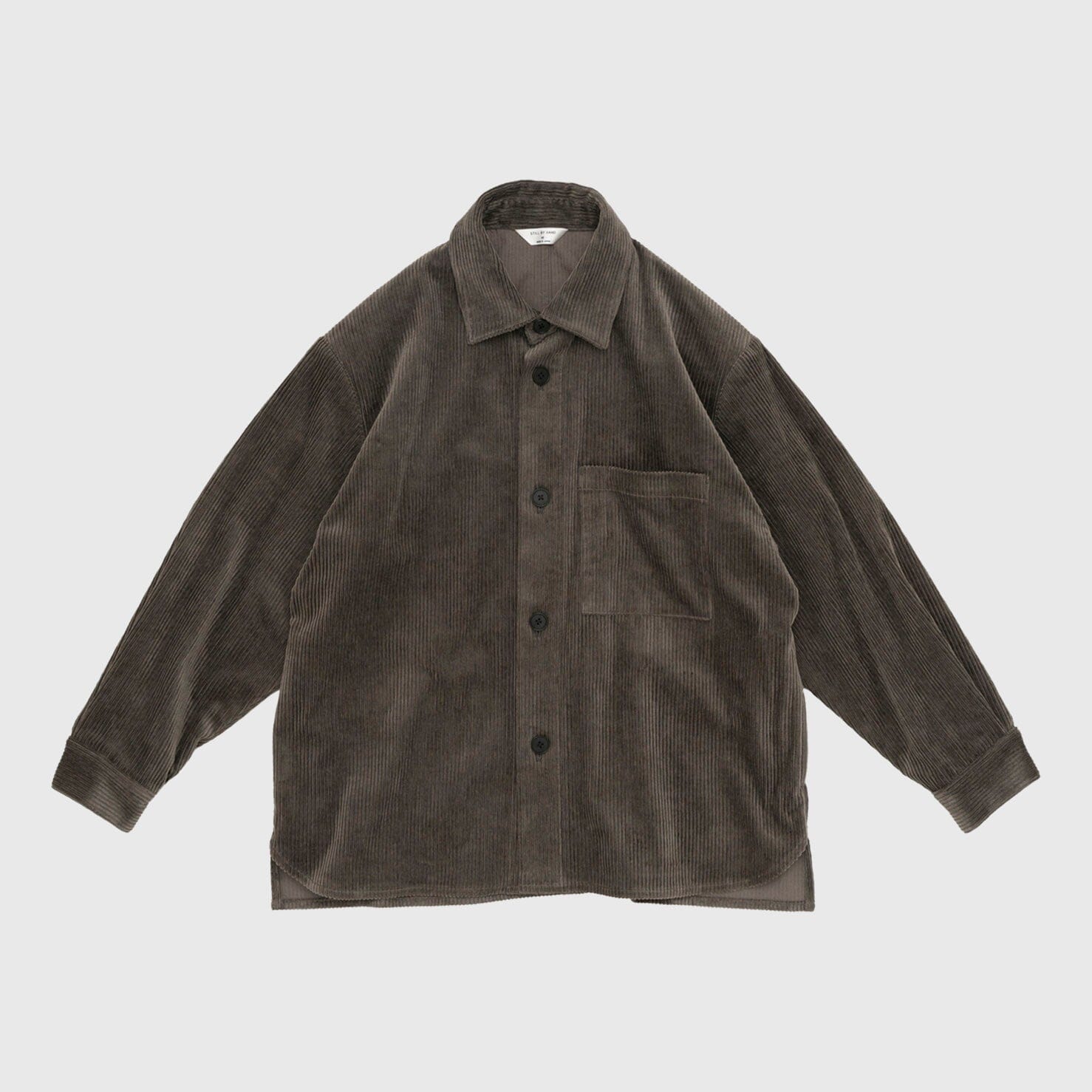 Still by Hand Corduroy Shirt Jacket - Khaki Brown Overshirt Still By Hand 